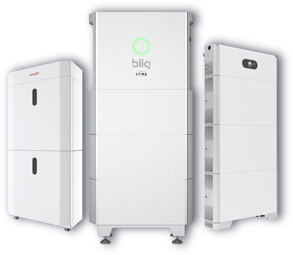 showroom afbeelding van 3 bliq thuisbatterijen